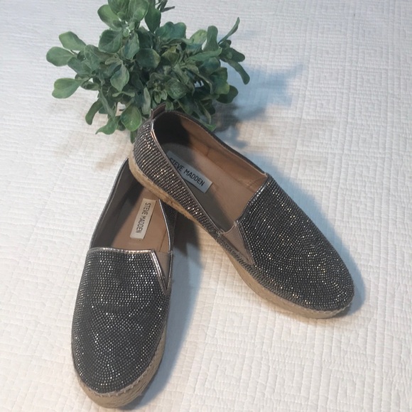 Steve Madden gold rhinestone women’s 9 flats slip on shoes - Picture 1 of 16